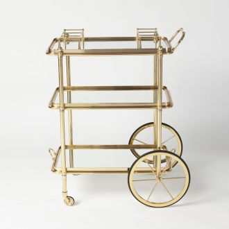 English Bar Cart and Tea Trolley-Brass