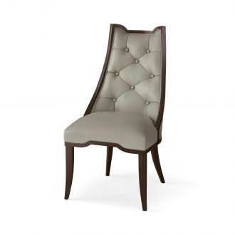 Logan Dining Chair-Walnut-Chesterfield Grey Leather