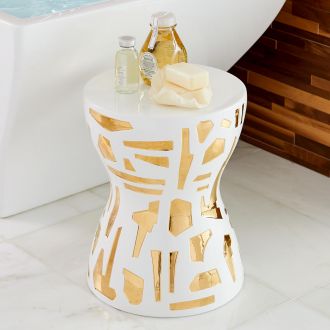 Abstract Gold/White Stool
