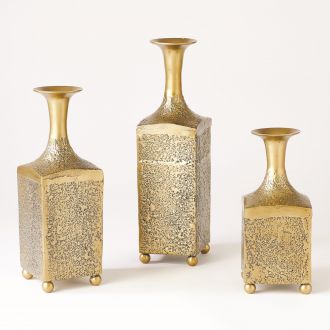 Aluminum Bottle Vase-Antique Gold