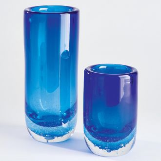 Bubble Cylinder Vase-Blue