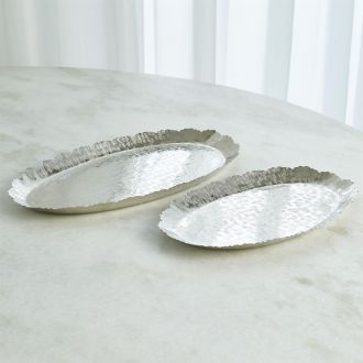 Hammered Oval Tray-Nickel