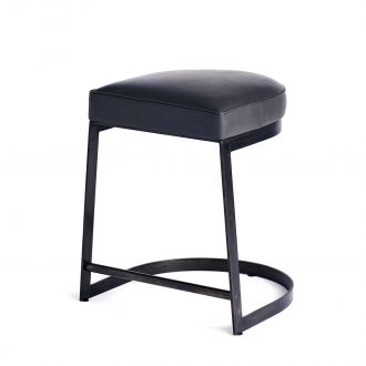 Geo Counter Stool-Graphite Leather