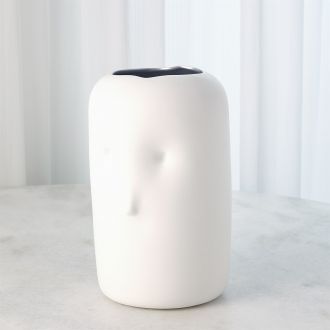Impressionistic Simple Face Vase-Matte White-Lg