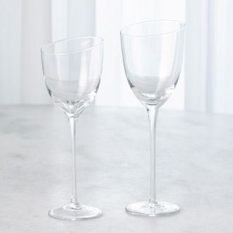 Asymmetrical Slant Wine Glasses