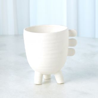 Primitive Porcelain 3 Leg Cache Pot-White