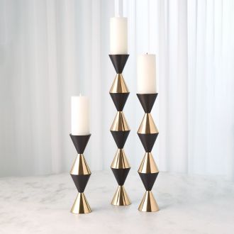 Italian Diamond Candle Stand-Brass