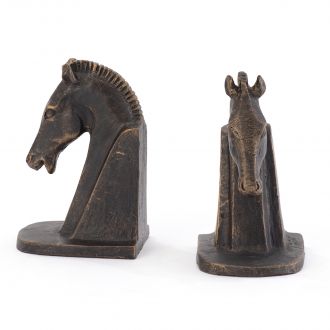 Trojan Horse Head Bookends-Bronze