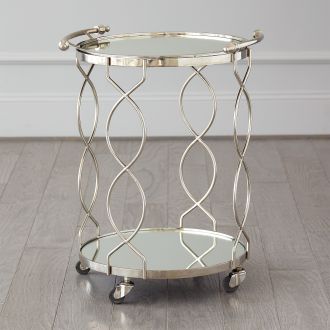 Round Lattice Serving Cart with Tray - Nickel