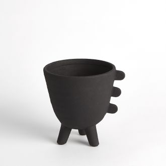 Primitive Porcelain 3 Leg Cache Pot-Black