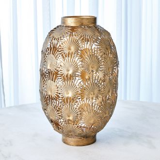 Tropical Palm Leaf Bronze Lantern-Sm