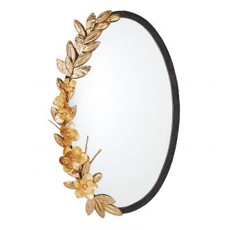 Magnolia Branch Mirror-Antique Brass/Gold