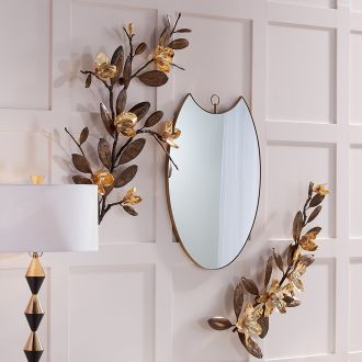 Shield Mirror with Gold Metal Frame