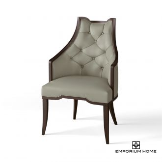 Logan Arm Chair-Walnut-Chesterfield Grey Leather