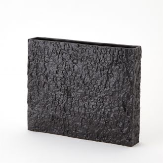 Tree Texture Vase-Matte Black-Wide