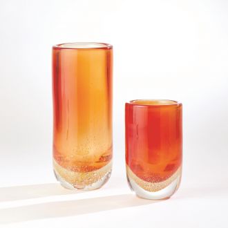 Bubble Cylinder Vase-Amber/Red