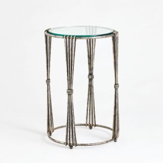 Tieback Accent Table-Antique Silver
