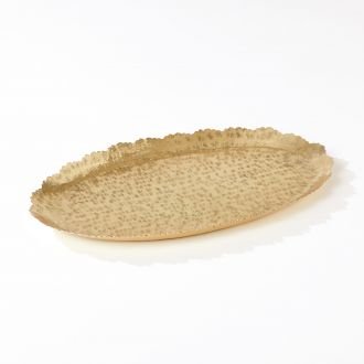 Hammered Oval Tray-Brass-Lg