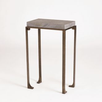 Zen Side Table w/Flamed Granite-Forest Black-Lg