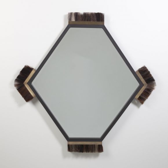 Harrington Mirror-Graphite Leather