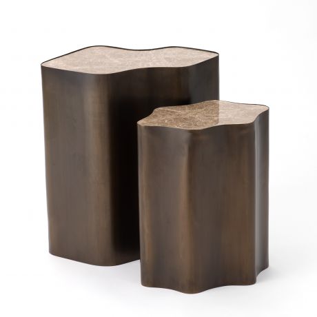 Organic Nesting Table-Bronze/Beige Marble